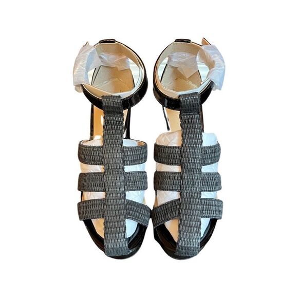 Lauren Ralph Lauren Francesca Raffia-Leather Sandal- Black- Size 7.5- NIB - Picture 2 of 7